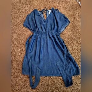 Cute split sleeve denim dress lightweight